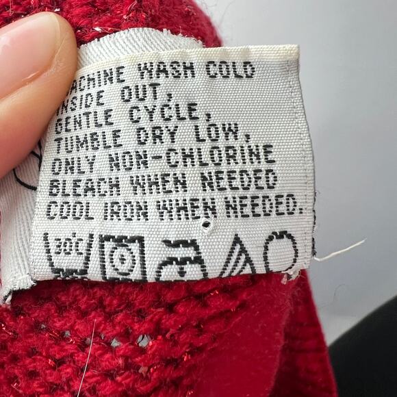 Vintage DVF Diane von Furstenberg Red Metallic Sweater V-Neck Pullover Size 3X - Picture 10 of 10